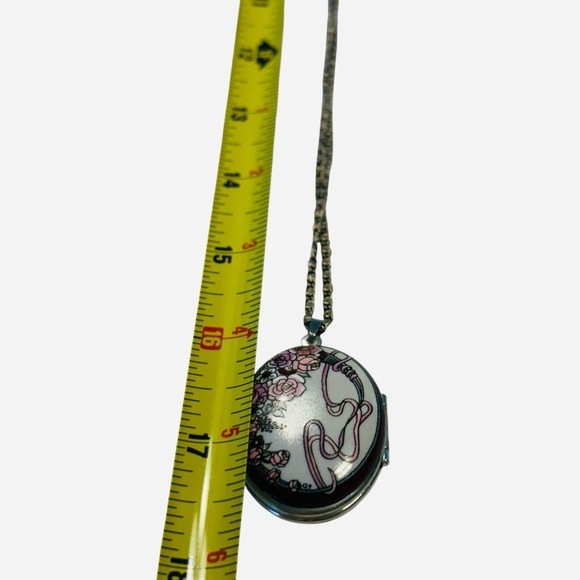 Michaela Frey Austria Hand Painted Enamel Silver Floral Art Necklace - Picture 8 of 8